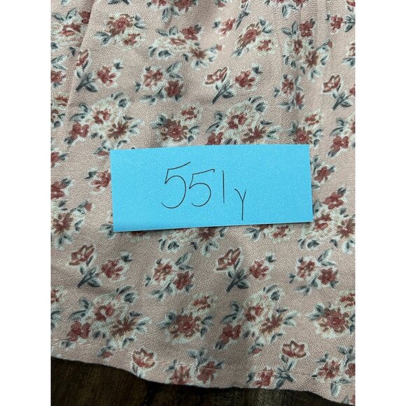 Urban Romantics Pink Floral Short Sleeve Blouse Button Front Ruffle Size S - Picture 8 of 9